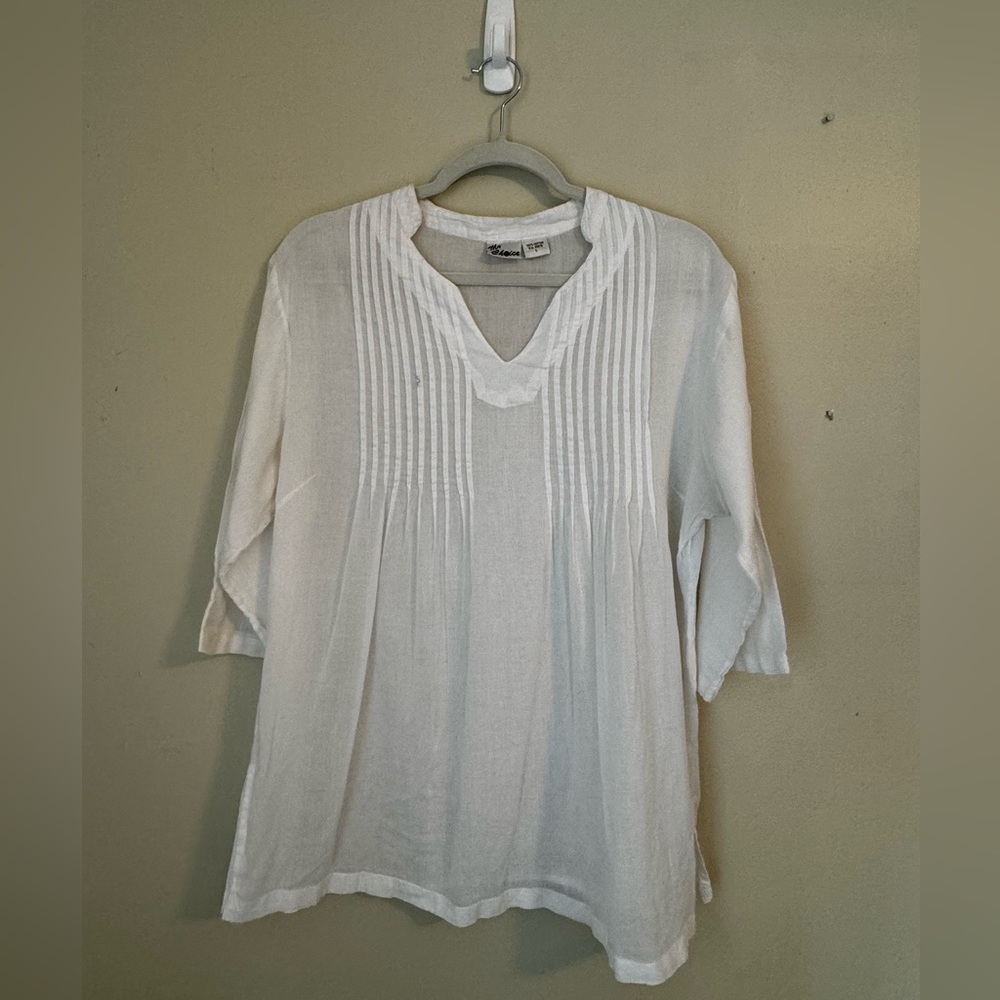 Vintage, My Choice Sheer White Pintuck Tunic